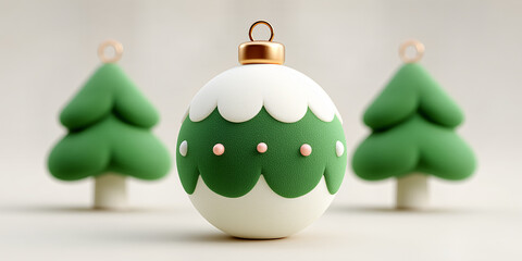 Christmas green decoration ornament sphere arrangement with minimal holiday design in soft elegant mood