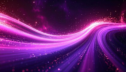 Obraz premium Flowing, vibrant light trails in shades of pink and purple, accented with sparkling particles