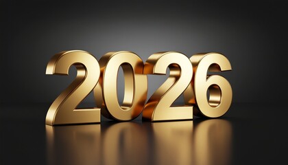 Elegant luxury 2026 number design with gold metallic texture, dark background, and premium New Year style.