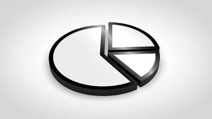 3d pie chart infographic data visualization statistic analysis business finance presentation minimal black gray pie chart one separated slice soft shadow conveying data segmentation simple - Powered by Adobe