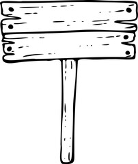 Vector line wooden sign isolated on a white background.