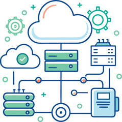 Teamwork and management line icons collection.