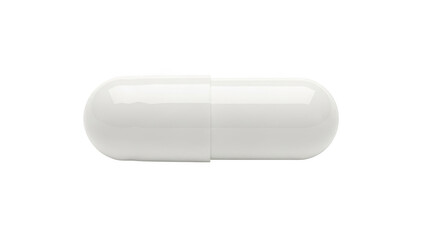 Single white pharmaceutical capsule on black background pill medicine