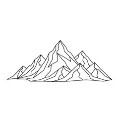 White outline of jagged mountain range against black background mountains peak