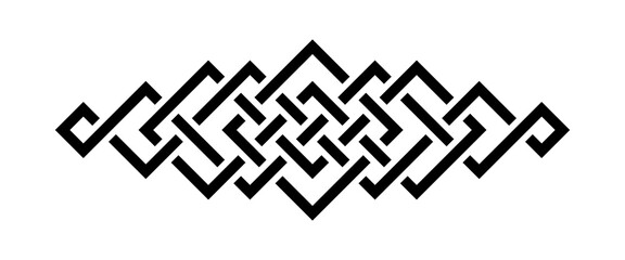 Geometric interlaced black border divider. Vector illustration