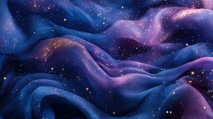 abstract galaxy with luminous purple and blue clouds, sparkling stars, watercolor texture