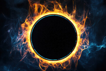 vibrant neon glowing button on cosmic gradient background evoking futuristic cyberpunk mood with copy space for digital wallpaper or sci-fi banner design