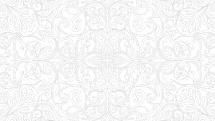 Elegant White Floral Damask Pattern - Vintage Ornament Texture Background
