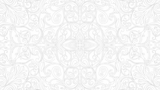 Elegant White Floral Damask Pattern - Vintage Ornament Texture Background