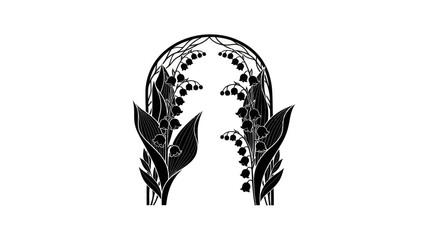 Art Nouveau Lily of the Valley Archway Floral Silhouette
