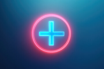 Obraz premium glowing turquoise health orb encapsulating radiant plus emblem on serene gradient backdrop perfect for wellness wallpaper or medical illustration banner