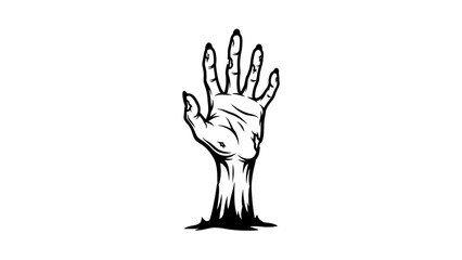 Emerging Hand from Ground, Horror, Zombie, Spooky, Black and White