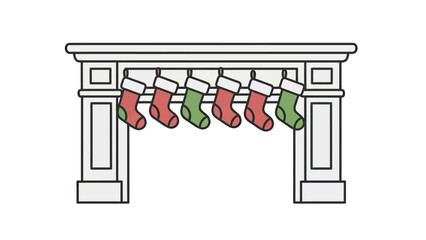 Christmas Fireplace with Stockings - Festive Holiday Decoration