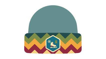 Winter Beanie Hat with Ice Skating Emblem, Cold Weather Accessory