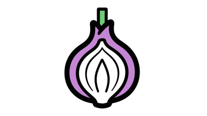 Red Onion Half Cut Slice Icon Vector Illustration Simple Flat Design
