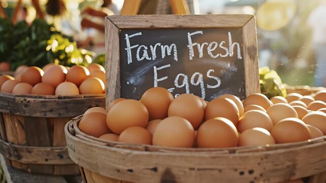 Fresh Farm Eggs at the Market - A Close-Up Look.
