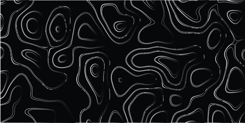 Striking black and white topographic contour lines with a textured, metallic sheen against a dark background, creating a dynamic and abstract visual for modern design and technology themes