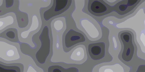 Abstract topographic map contour lines pattern with a layered grayscale color palette and subtle purple outlines, creating a unique and visually engaging organic texture for digital art and design © Brainless