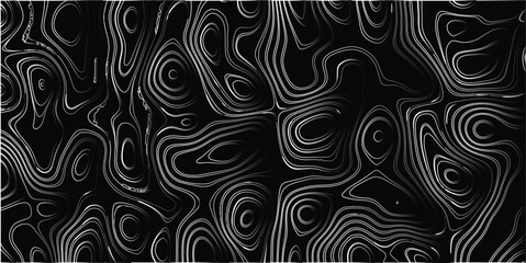 Abstract topographic contour lines pattern with gradient shading creating a sense of depth and organic flow on a dark background © Brainless