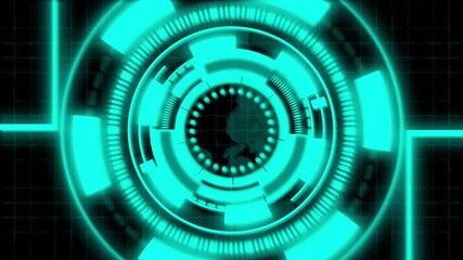 Futuristic cyan interface with Earth globe and concentric rings, smooth animation for sci-fi and digital tech themes. Cyan Futuristic HUD with Earth Globe and Concentric Digital Rings interface - Powered by Adobe