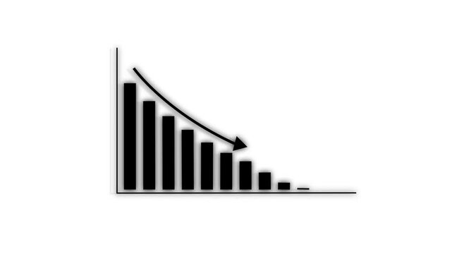 Graph Going down animation. Down business graph icon animation on white background. Loss concept business graph animation.  
