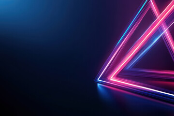 vibrant neon triangle pulses in pink and blue hues against midnight cosmic gradient evoking futuristic energy perfect for tech wallpaper or abstract banner