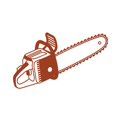 Brown chainsaw with sharp teeth and handle tool