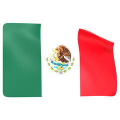 The Mexico flag fluttering in the wind 3D Icon Illustration. Low Poly Style.
