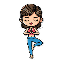 Woman Practicing Yoga in Tree Pose.