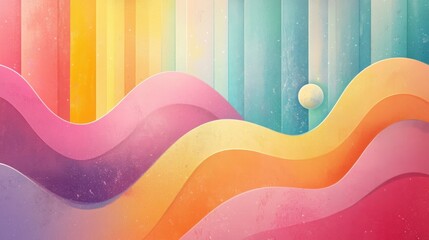 pastel rainbow abstract shapes and lines, playful art design, modern vector illustration