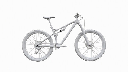 Naklejka premium White mountain bike with front suspension and thick tires on white background bicycle