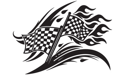 Racing Flag Illustrations &ndash; Checkered Flags, Flame Design & Motorsport Graphics