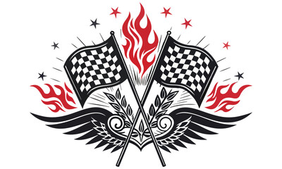 Racing Flag Illustrations &ndash; Checkered Flags, Flame Design & Motorsport Graphics
