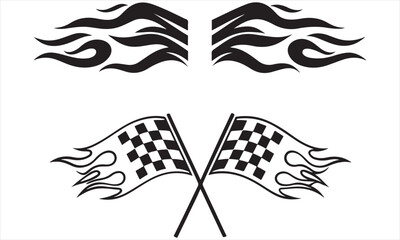 Racing Flag Illustrations &ndash; Checkered Flags, Flame Design & Motorsport Graphics