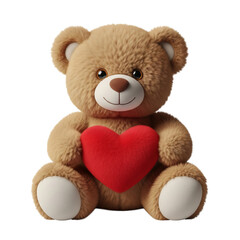 Fototapeta premium Teddy bear holding heart isolated on white