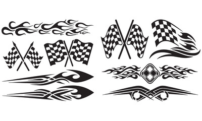Racing Flag Illustrations &ndash; Checkered Flags, Flame Design & Motorsport Graphics