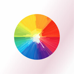 Obraz premium Abstract radial color wheel design with vibrant spectrum hues and dynamic lines emanating from a central point.