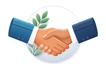 A professional business handshake illustration representing partnership and environmental deal isolated on transparent background