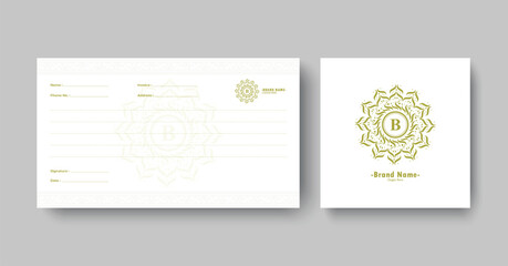 Elegant Decorative Mandala Letter B Business Stationery Template Set Design © Zein Republic Studio