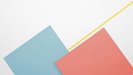 Two blue and red squares on a white background with a yellow line.