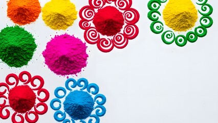 Colorful rangoli designs with floral patterns