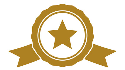 Gold Star Award Ribbon Icon - Best Quality Achievement Symbol