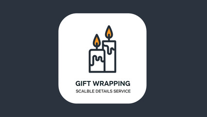 Obraz premium Gift Wrapping Service Icon with Two Lit Candles