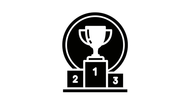 Trophy on Podium with Numbers 1, 2, 3 - Winner Award Icon
