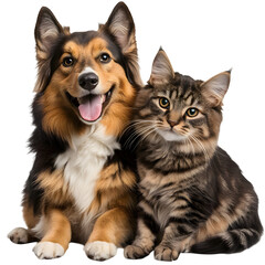 Dog and Cat Sitting Together in Harmony