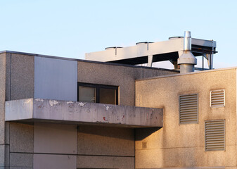 old exterior facade of an industrial building