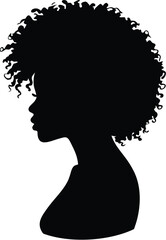 Silhouette of a Woman with Natural Curly Hair T-Shirt Design