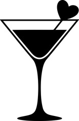 Valentine cocktail glass drink silhouette vector illustration