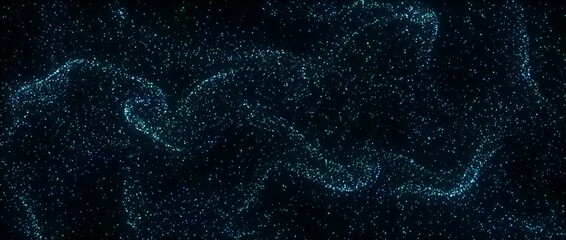 Hypnotic dance of glowing blue particles creating a dynamic abstract background, resembling cosmic dust or energy flow in a dark space, perfect for futuristic or mysterious themes