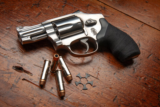 Smith & Wesson model 640 pro. .357 magnum revolver with custom goon tape wrap. 158 grain Federal HST ammunition.	
